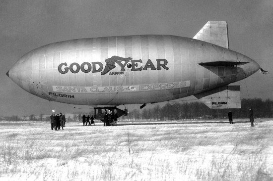 The first Goodyear Blimp "Pilgrim" as the Santa Claus Express